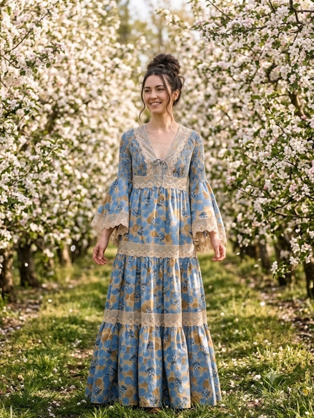 Vtg. Tiered Maxi Dress